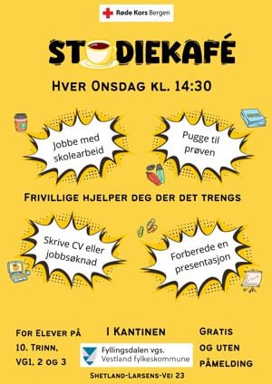 Foto av plakat om Studiekafe