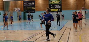 Foto av hospitanter som spiller håndball
